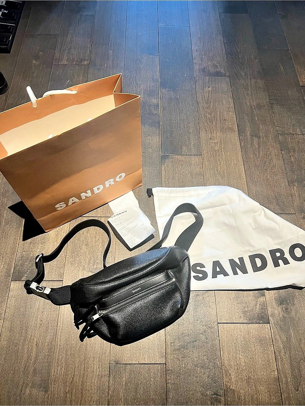 Sandro Fannypack Coated / Messenger Fanny Pack Black Crossbody Bag